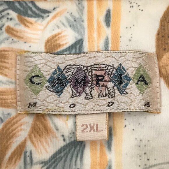 Campia Moda Casual Button Down Hawaiian Shirt Men's 2XL Tropical 100% Cotton - Picture 7 of 10